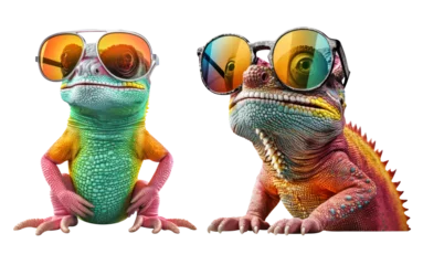 Poster Chameleon wearing sunglasses isolated © PNG River Gfx