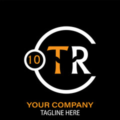 TR Letter Logo Design. TR Company Name. TR Letter Logo Circular Concept. Black Background.
