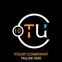 Obraz premium TU Letter Logo Design. TU Company Name. TU Letter Logo Circular Concept. Black Background.