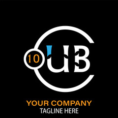 Obraz premium UB Letter Logo Design. UB Company Name. UB Letter Logo Circular Concept. Black Background.