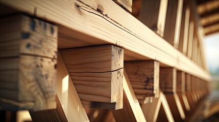 details of a wooden building structure, highlighting the tools, materials and texture of the wooden plank.