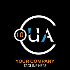 Obraz premium UA Letter Logo Design. UA Company Name. UA Letter Logo Circular Concept. Black Background.