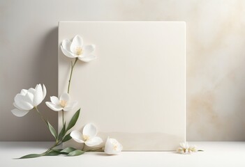 Obraz na płótnie Canvas Minimalistic New Start - Canvas and White Flowers