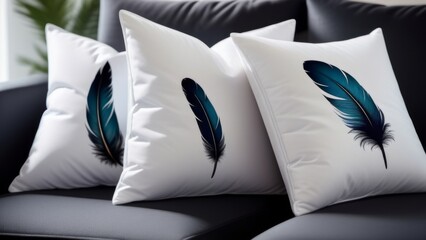 white pillows with feathers ai generated