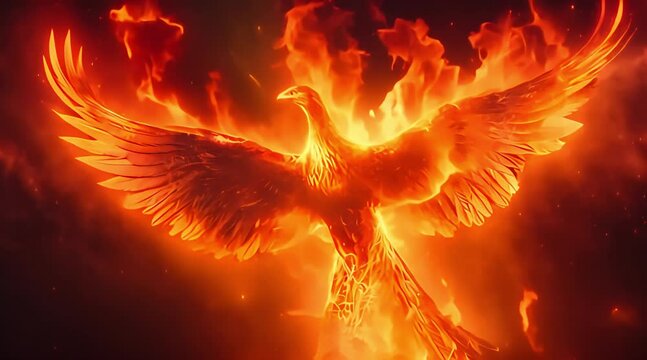 Flying fire phoenix (mp4) made with Ai generative technology