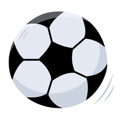 Single hand draw soccer ball isolated on white background. Sport equipment for soccer game. Vector illustration. Flat style. Black and gray colors.Football match. Soccer ball icon.