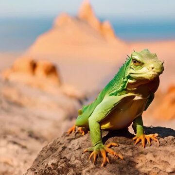 Lizard Reptile Iguana in Desert.