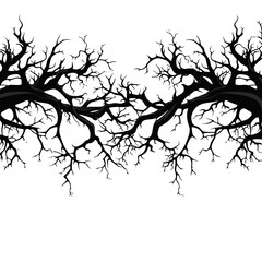 tree, nature, vector, illustration, silhouette, branch, leaf, design, plant, floral, black, flower, art, drawing, decoration, pattern, spring, bird, element, season, frame, forest, leaves, old, trunk,