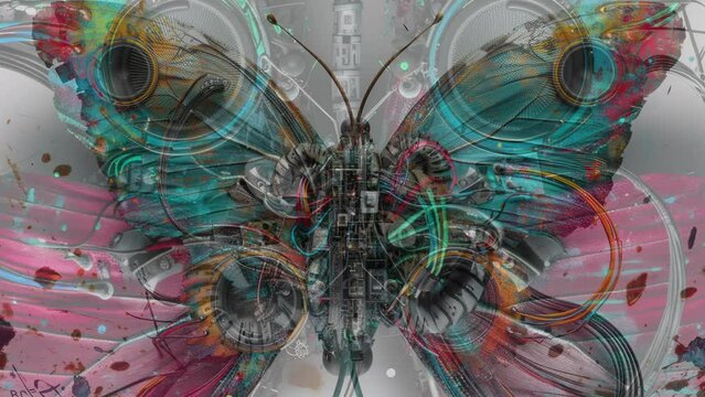 strange robotic butterflies with speakers and wires made with generative AI