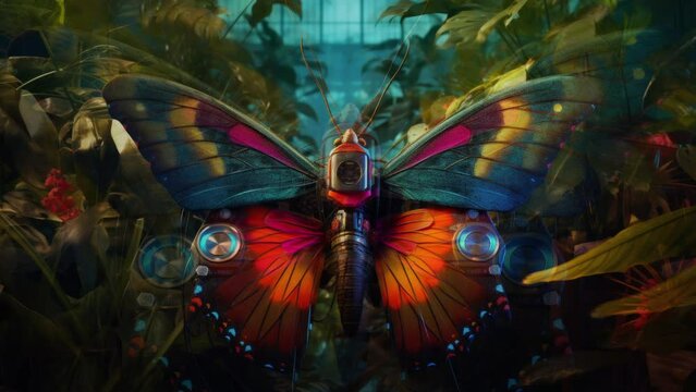 strange robotic butterflies with speakers and wires made with generative AI