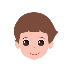 Fototapeta premium Cute little boy facial expressions. Vector of kid faces illustration with different emotions such as happy, smiling, laughing, winking, angry, confused, worried.