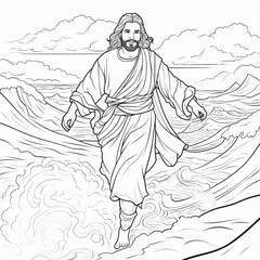 coloring pages - jesus walking on water