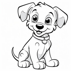 Fototapeta premium coloring pages - for kids, very simple line, all white, a dog, cartoon (2)
