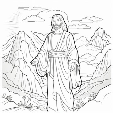 coloring pages -  for kids, jesus,cartoon style