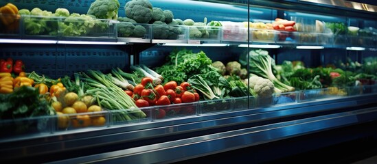 Fresh Produce refrigerated room, for storing food - obrazy, fototapety, plakaty