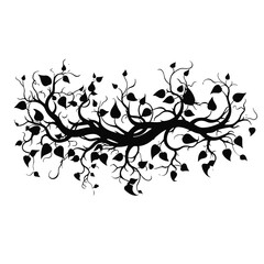 tree, nature, vector, illustration, silhouette, branch, leaf, design, plant, floral, black, flower, art, drawing, decoration, pattern, spring, bird, element, season, frame, forest, leaves, old, trunk,
