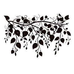 tree, nature, vector, illustration, silhouette, branch, leaf, design, plant, floral, black, flower, art, drawing, decoration, pattern, spring, bird, element, season, frame, forest, leaves, old, trunk,