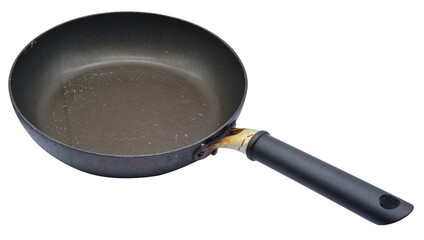 old pan, side view. kitchen utensils on transparent background. element for design