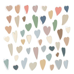 Valentines Day Boho style, Boho style hearts shape vector illustration in trendy pastel colors for making cards, banners, modern posters.