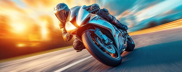 motorcycle sport raceway man and women driving motorbike created by ai - obrazy, fototapety, plakaty