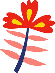 Flower in folk art flat vector illustration.