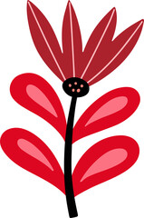 Flower in folk art flat vector illustration.