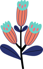Flower in folk art flat vector illustration.