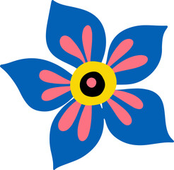 Flower in folk art flat vector illustration.