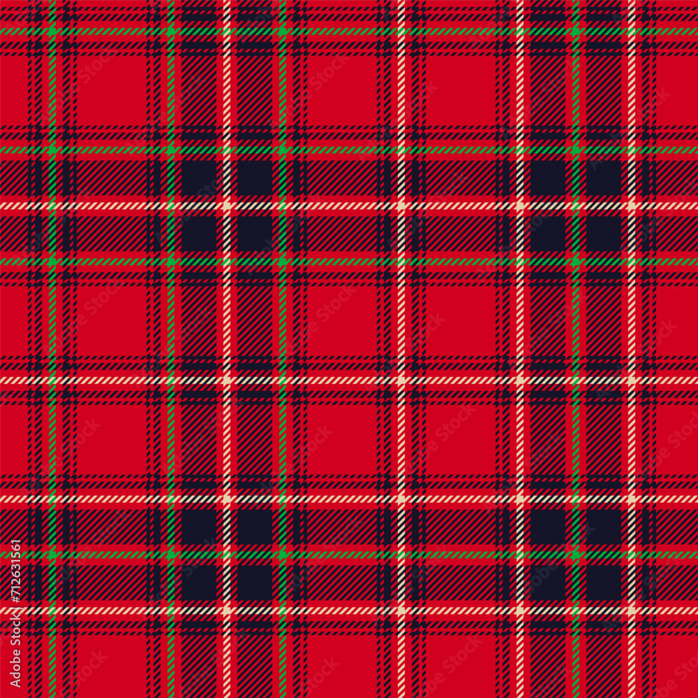 Wall mural Scottish plaid seamless pattern with strawberry red and green