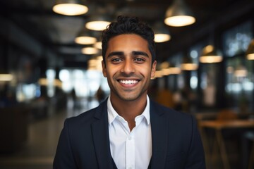 Portrait of a young businessman in modern office