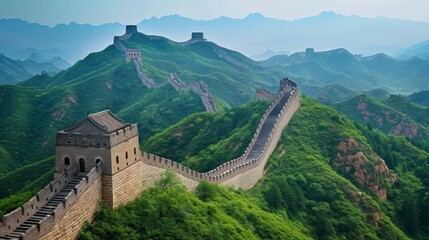 Fototapeta premium great wall of china with a beautiful sky