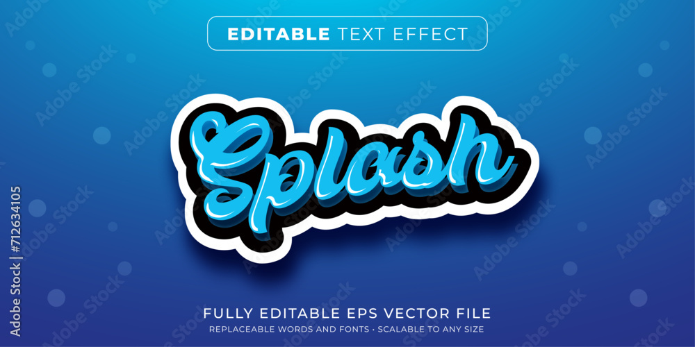 Wall mural editable text effect in cursive water splash style