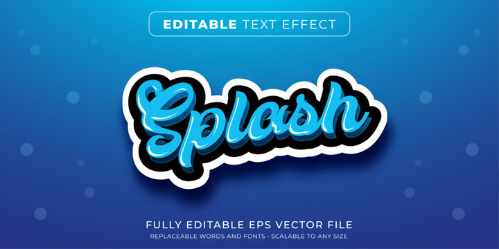 Editable text effect in cursive water splash style
