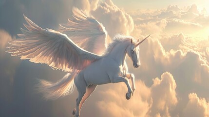 a beautiful pegasus horse flying in the sky