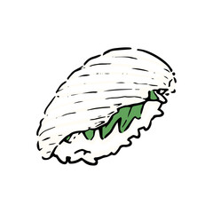 縁側の寿司の手描きイラスト
