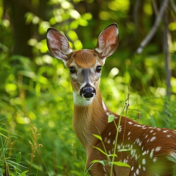 photograph of a cute deer in the forest