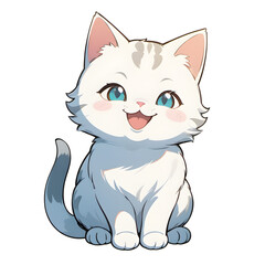 A Cute Smiling Cat Illustration with Transparent Background