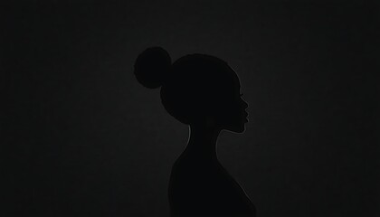 Black History-Month banner Silhouette face head in profile ethnic group of black African and African American woman on black background