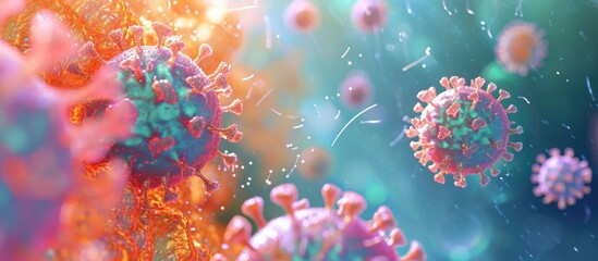 Illustration of a lipid nanoparticle vaccine containing mRNA against Covid-19 and influenza. - obrazy, fototapety, plakaty