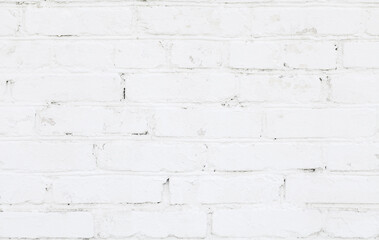 White brick wall texture. Old brick wall with white paint. Abstract white brick wall background for design. Close up.