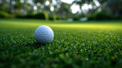 Obraz premium Golf ball on green grass 