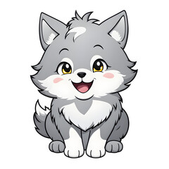 A Cute Baby Wolf Illustration with Transparent Background