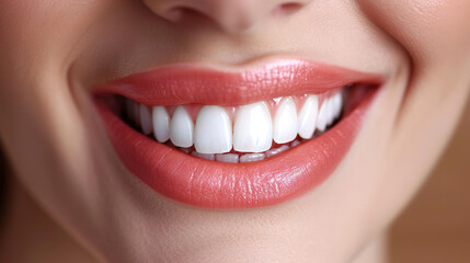 Healthy white teeth and pink gum of a woman, beautiful smile. Dental care  concept