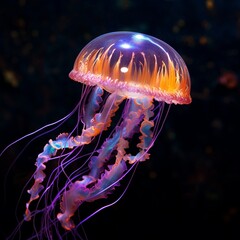 Sky jellyfish galaxy jellyfish are vibrant colors beautiful image Ai generated art