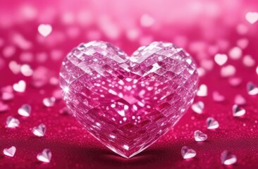 Obraz premium Background for Valentine's Day. Heart-shaped decor on a blurred background for Valentine's Day. Celebrate love with a heart shape