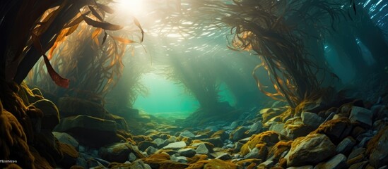 Fototapeta na wymiar Photo of kelp forest submerged