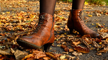 Beautiful stylish women's lace-up leather boots.