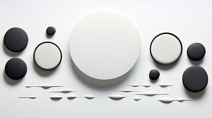 Abstract composition of rounded stones. Background with various abstract objects. Backdrop for graphic design.