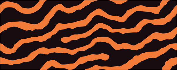 Abstract background with wavy lines pattern. Trend 60s, 70s. Doodle background. Abstract horizontal background with colorful waves. Seamless.