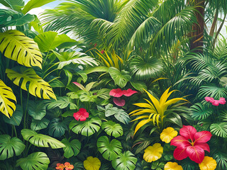 tropical flower background. generative AI